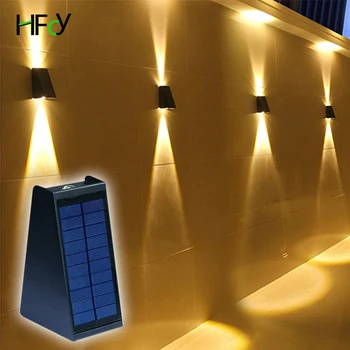 LED лампа слънчева стена светлина външни шайби индукция водоустойчив IP65 градинска лампа нагоре и надолу осветление атмосфера за дома