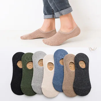 5Pair / Lot Мъжки чорапи неплъзгащи силиконови невидими памучни чорапи дишаща мрежа удобни летни тънки спортни мъже чорап еластична