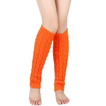 Дамски зимни подгряващи крака плътен цвят плетени кабел коляното високи чорапи естетически ботуши маншети за улично облекло дрехи аксесоари
