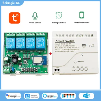Домашна автоматизация Tuya Smart Wifi превключвател Таймер за релеен модул AC 110V 220V Безжично дистанционно управление Inching / Self-Locking Alexa