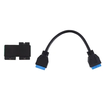 USB 3.0 19PIN едно-две хъб с чип и модулен кабел дизайн USB 19PIN HUB дънна платка 19PIN удължителен кабел 1 до 2