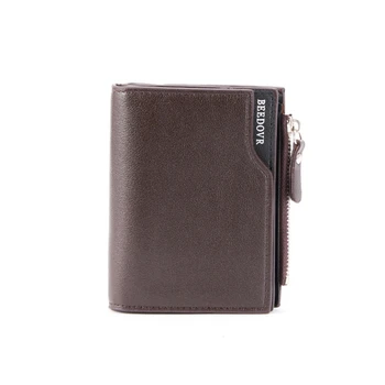 Нов портфейл Мъжки къс малък многофункционален държач за ръчна карта PU бизнес цип чанта мода висококачествени ежедневни портфейли