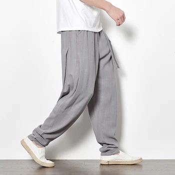 японски панталони Harlan Мъже памучно бельо ежедневни панталони извънгабаритни еластични панталони за джогинг на талията мъжки Harajuku Streetwear 5XL