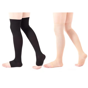 1 чифт отворени пръсти коляно-високо медицински компресия чорапи разширени вени отглеждане унисекс компресия скоба обвивам оформяне