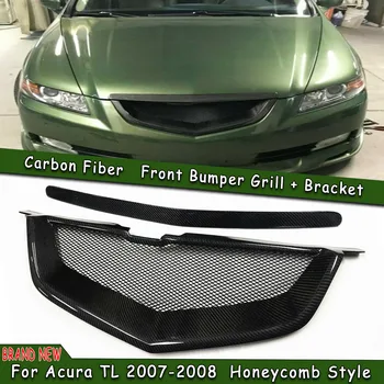 Carbon Fiber Front Grill Car Горна броня Hood Mesh Grid Auto част за Acura TL 2007-2008