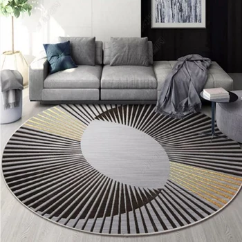 Nordic Геометрични кръгли килими за декорация на хола Декор за дома Коридор Килим Спалня Офис Проучване стол Подови постелки Миещи се