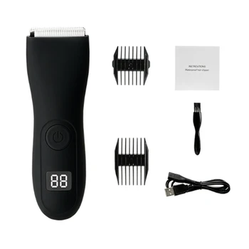 1Set електрически слабините коса тример тяло Groomer самобръсначка черен за мъже водоустойчив мокро/сухо машинка за подстригване мъжки лицето брада