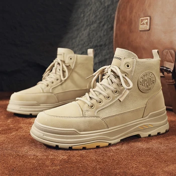 2023 Есен и зима Нови мъжки военни ботуши Високи спортни обувки против хлъзгане работни обувки Външни ежедневни пустинни ботуши