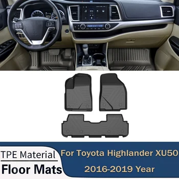 За Toyota Highlander XU50 2016-2019 Авто кола подови постелки Всички метеорологични стелки за крака Без мирис подложка Водоустойчиви интериорни аксесоари