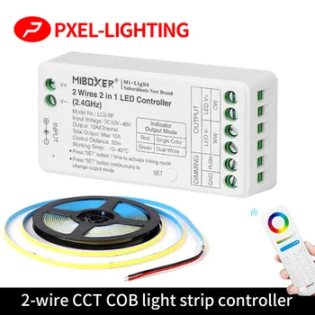 2 в 1 LED контролер Zigbee 3.0 + 2.4G димер подкрепа яркост CCT режим съвместим DC 12V 24V 48V 2 тел COB доведе ленти светлини