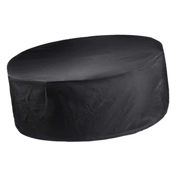 черен голям кръгъл водоустойчив мебелен капак протектор открит градински вътрешен двор маса стол 210D полиестер