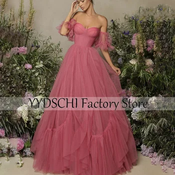 Луксозни винтидж мъниста вечерни рокли 2023 Розови A-Line O-образни абитуриентски рокли секси 2024 Официално за жени vestidos de noche 2023