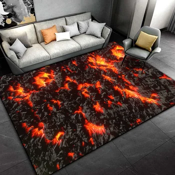 3D вулкан лава магма площ килим голям, килим килим за хол спалня диван изтривалка декорация, дете игра игра без хлъзгане етаж мат