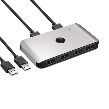 Rocketek USB селектор KVM превключвател адаптер 2 PC споделяне 4 USB устройства USB 2.0 периферна кутия хъб един бутон