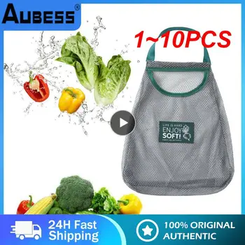  1 ~ 10PCS Кухня плодове зеленчуци съхранение мрежеста чанта стенен монтаж Sundries чанта за съхранение организира преносими дишаща висящи